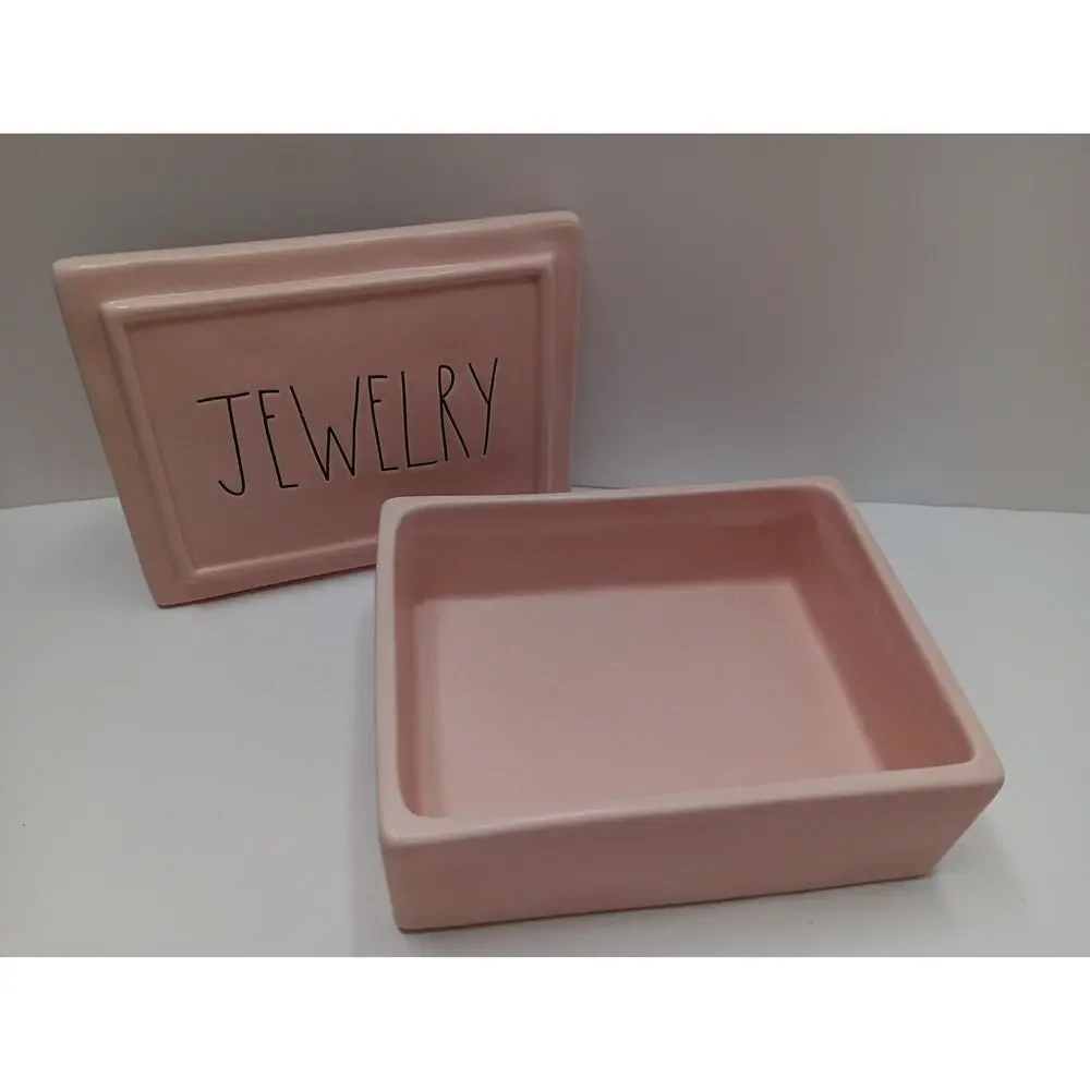 Rae Dunn Ceramic Jewlery Box Light Pink See Description